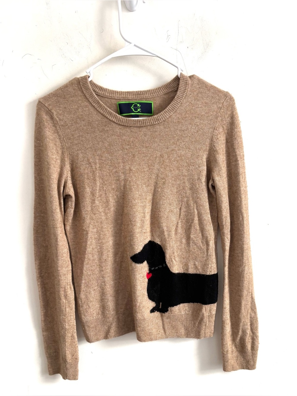 C Wonder Dachshund Intarsia Sweater XS Lightweight Lambs Wool Cashmere whimsical